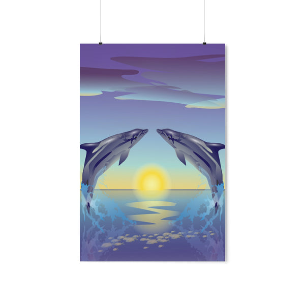 Dolphin Love Premium Matte vertical posters