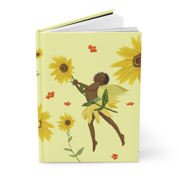 Sunflower Fairy Yellow Hardcover Journal Matte
