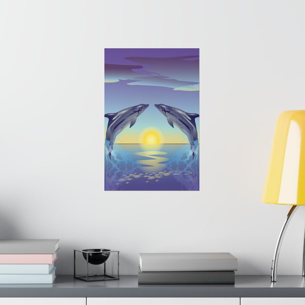 Dolphin Love Premium Matte vertical posters