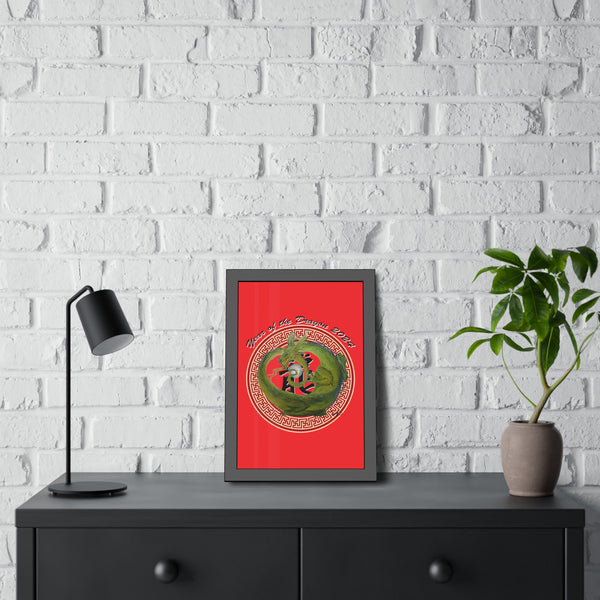 Red Lunar Dragon Framed Paper Posters