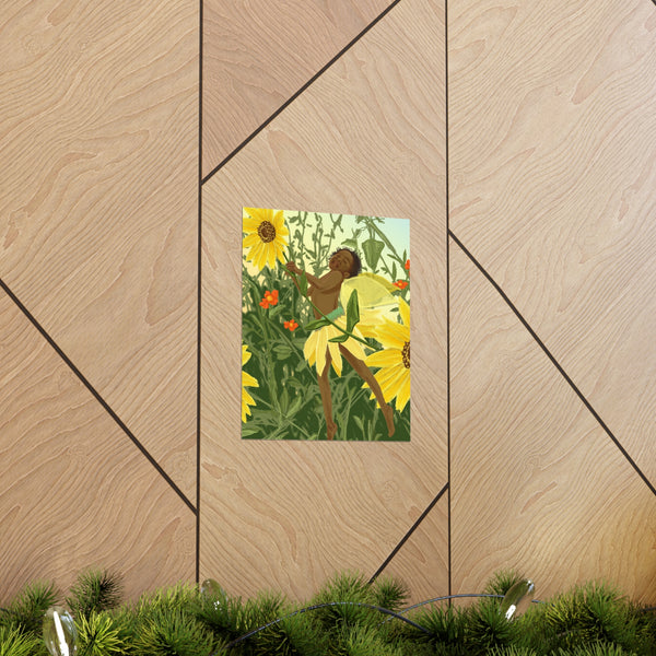 Sunflower Fairy Premium Matte vertical posters