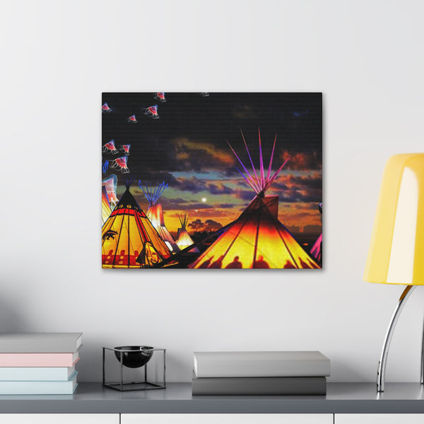 Glowing Teepees Canvas Gallery Wraps