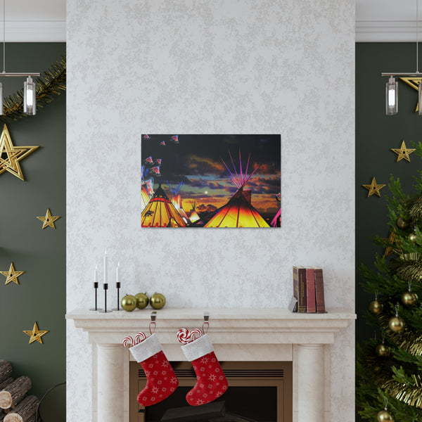 Glowing Teepees Canvas Gallery Wraps