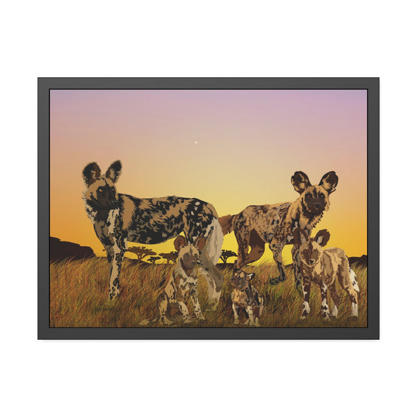 African Painted Dog Family Framed Paper Posters
