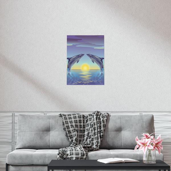 Dolphin Love Premium Matte vertical posters
