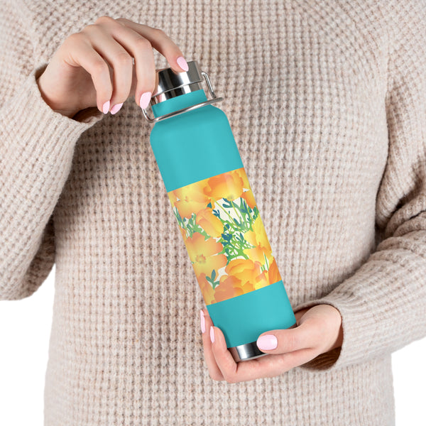 Poppies Copper Vacuum Insulated Bottle, 22oz