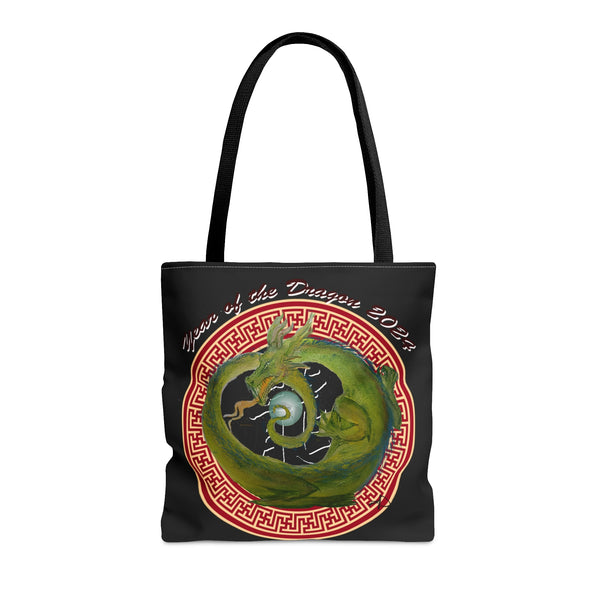 Black Lunar Dragon Tote Bag