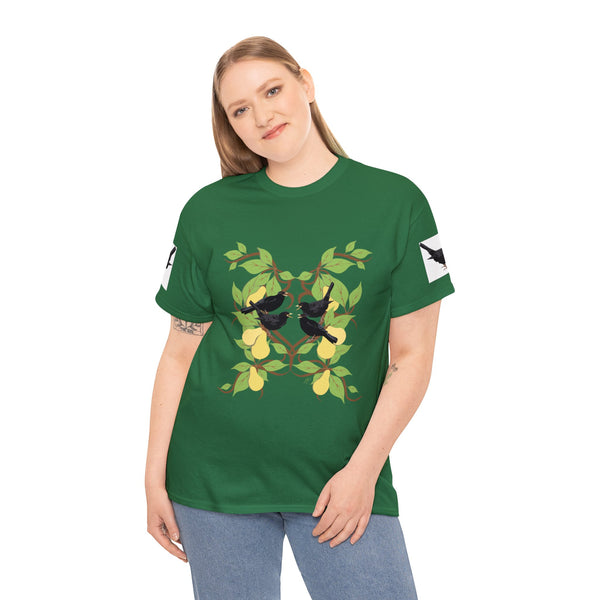 Four Colly Birds of Christmas Unisex Heavy Cotton Tee