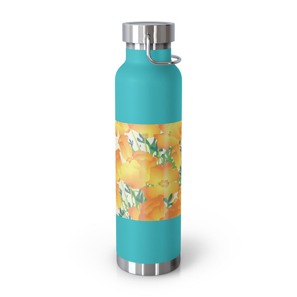 Poppies Copper Vacuum Insulated Bottle, 22oz