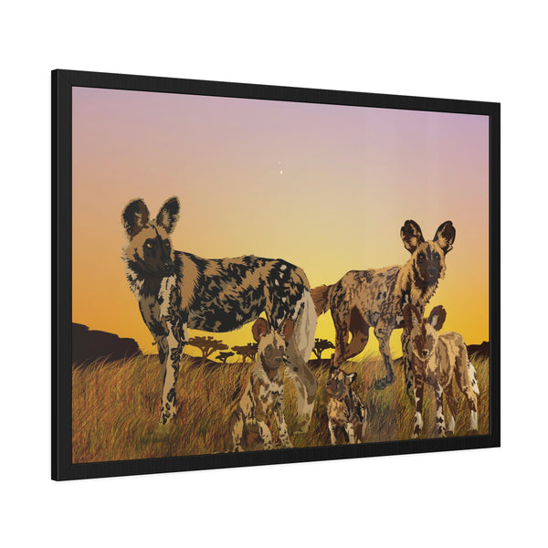 African Painted Dog Family Framed Paper Posters