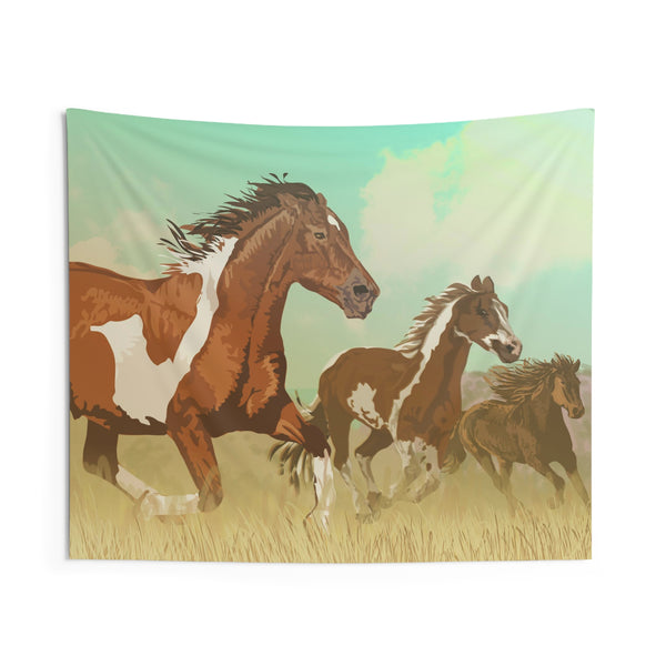 Three Mustangs Indoor Wall Tapestries