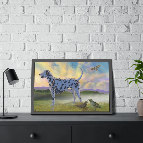 Dalmatian with Birds Framed Paper Posters