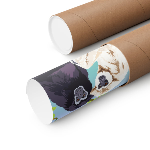 Monkey Love Endangered Hoolock Gibbon Pair Premium Matte vertical posters