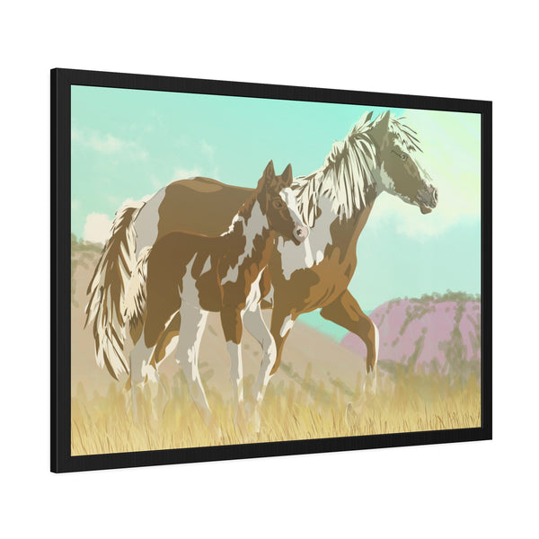 Mare and Colt Mustang Framed Paper Posters