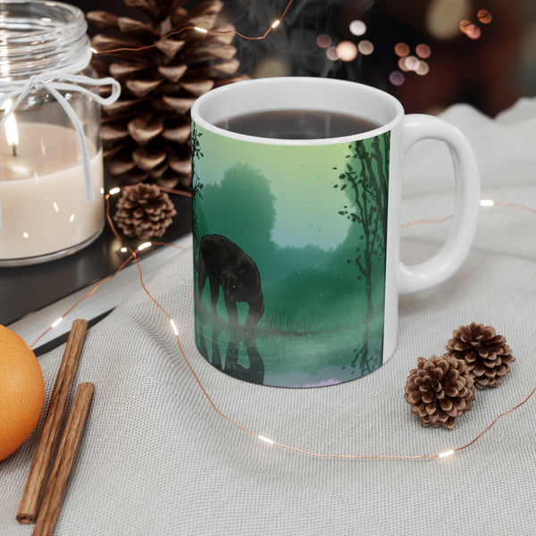 Black Panther with Reflection Ceramic Mug 11oz