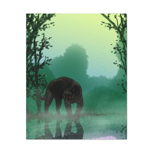 Black Panther with Reflection  Canvas Gallery Wraps