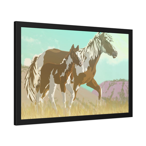 Mare and Colt Mustang Framed Paper Posters