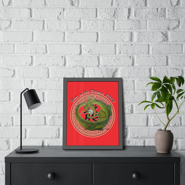 Red Lunar Dragon Framed Paper Posters
