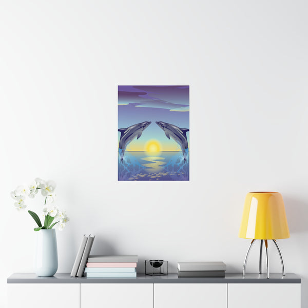 Dolphin Love Premium Matte vertical posters
