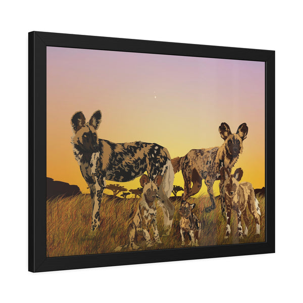 African Painted Dog Family Framed Paper Posters