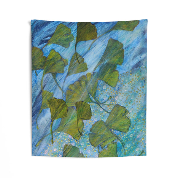 Ginkgo Leaves with Water Dragon Indoor Wall Tapestries