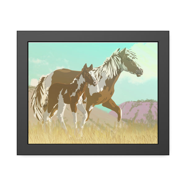 Mare and Colt Mustang Framed Paper Posters