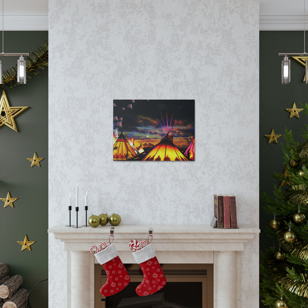 Glowing Teepees Canvas Gallery Wraps