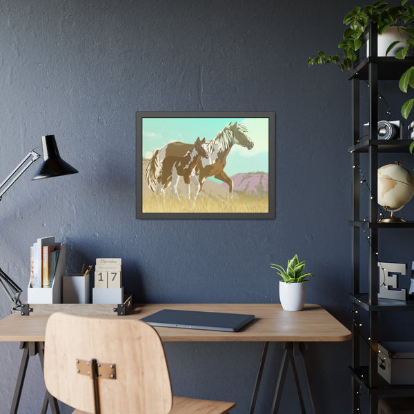Mare and Colt Mustang Framed Paper Posters