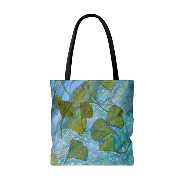 Ginkgo Leaves with Water Dragon AOP Tote Bag