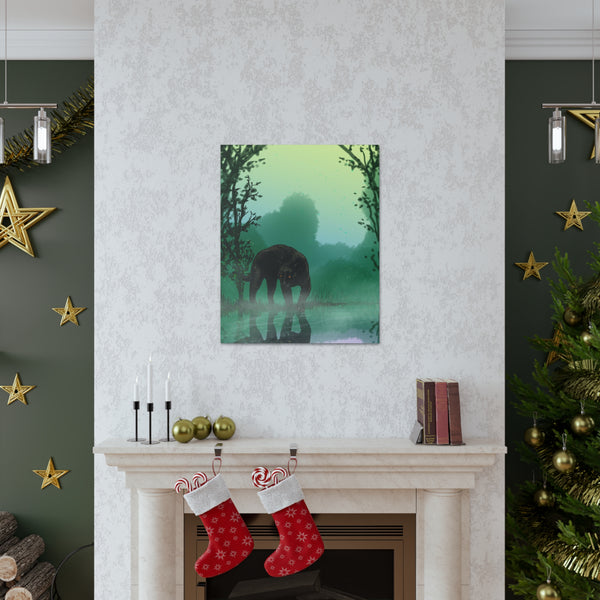 Black Panther with Reflection  Canvas Gallery Wraps