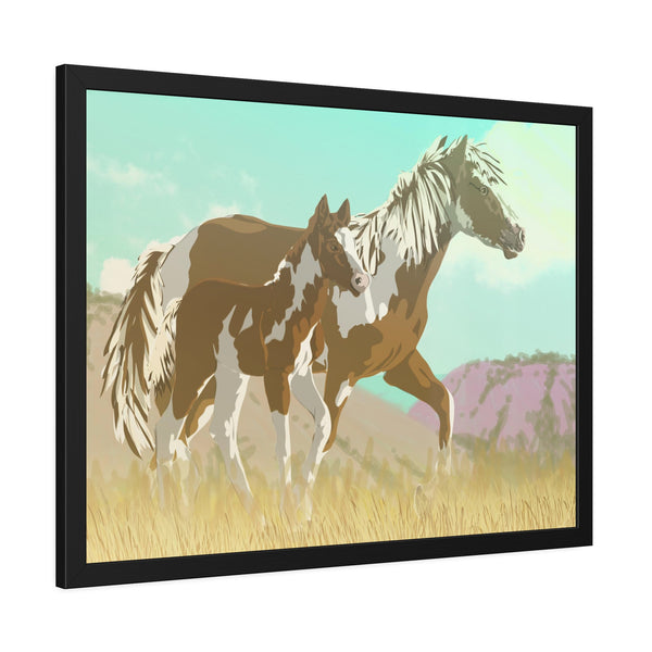 Mare and Colt Mustang Framed Paper Posters