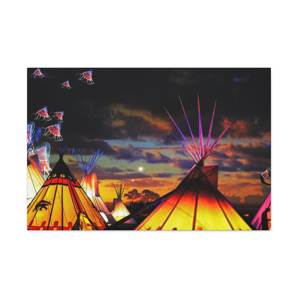 Glowing Teepees Canvas Gallery Wraps