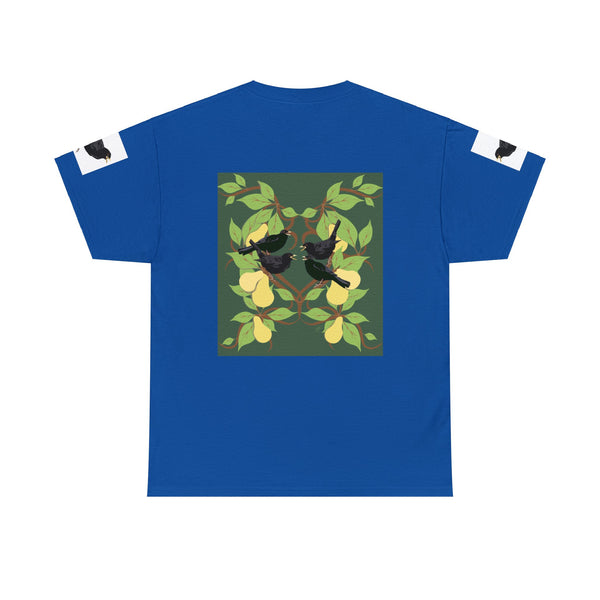 Four Colly Birds of Christmas Unisex Heavy Cotton Tee