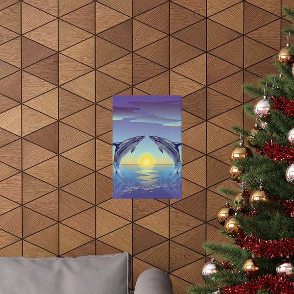 Dolphin Love Premium Matte vertical posters