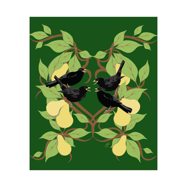 Four Colly Birds of Christmas Premium Matte vertical posters