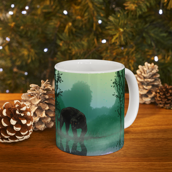 Black Panther with Reflection Ceramic Mug 11oz