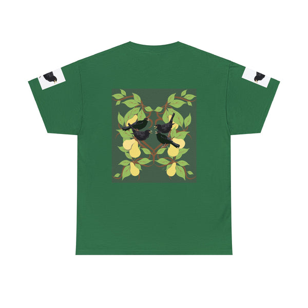 Four Colly Birds of Christmas Unisex Heavy Cotton Tee