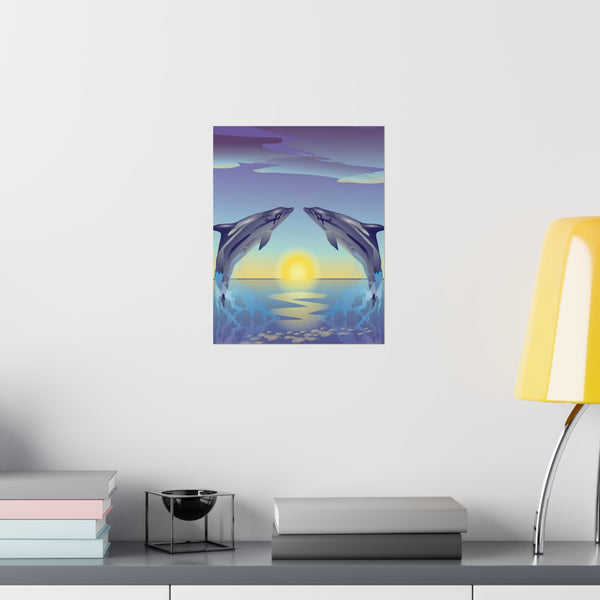 Dolphin Love Premium Matte vertical posters