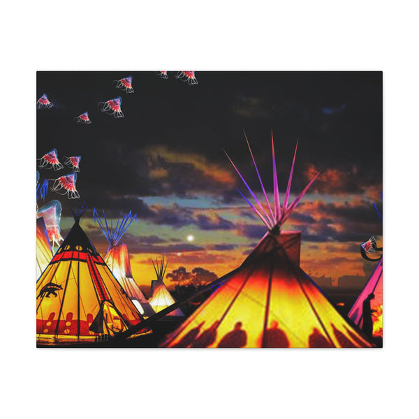 Glowing Teepees Canvas Gallery Wraps