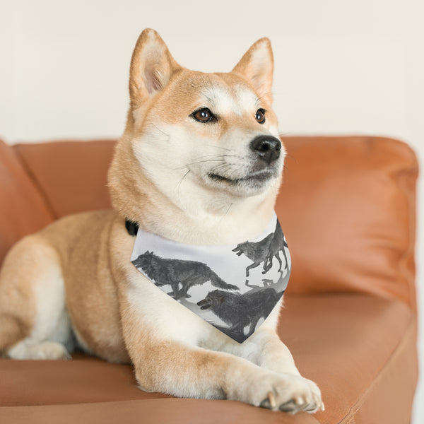 Running Wolves Pet Bandana Collar