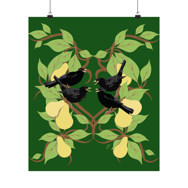 Four Colly Birds of Christmas Premium Matte vertical posters