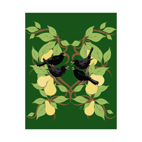 Four Colly Birds of Christmas Premium Matte vertical posters