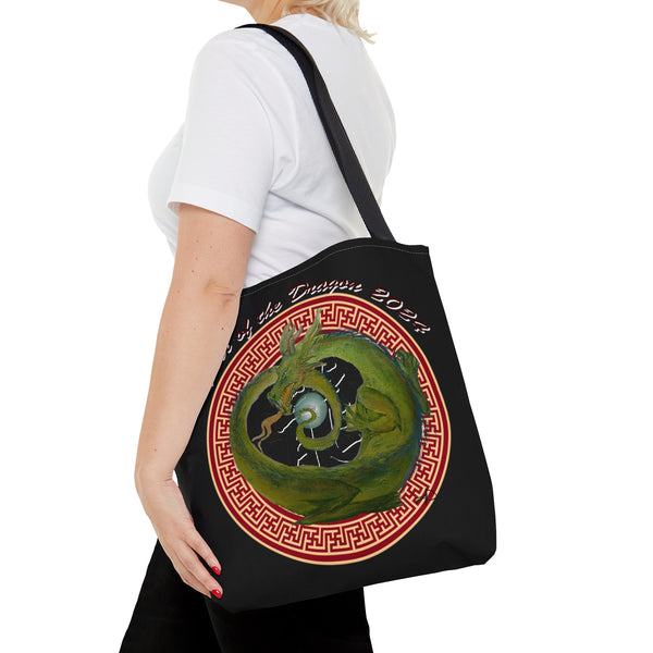 Black Lunar Dragon Tote Bag