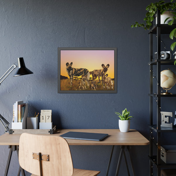 African Painted Dog Family Framed Paper Posters