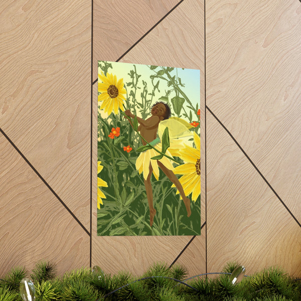 Sunflower Fairy Premium Matte vertical posters
