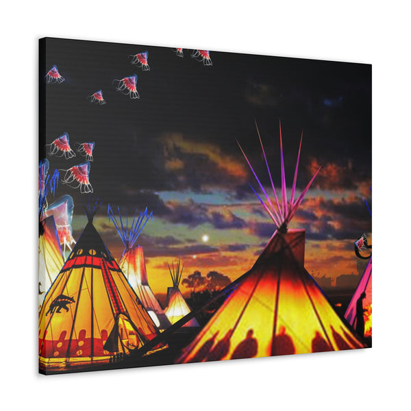 Glowing Teepees Canvas Gallery Wraps