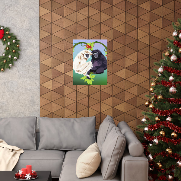 Monkey Love Endangered Hoolock Gibbon Pair Premium Matte vertical posters