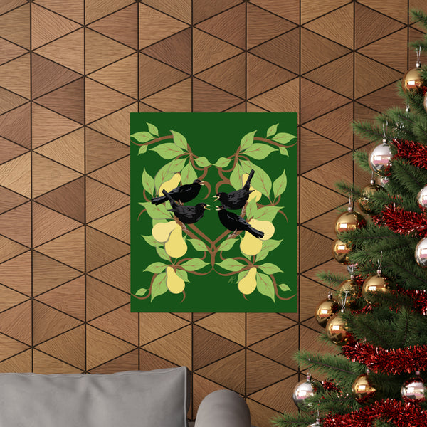 Four Colly Birds of Christmas Premium Matte vertical posters