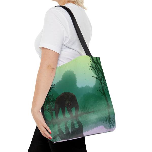 Black Panther with Reflection AOP Tote Bag