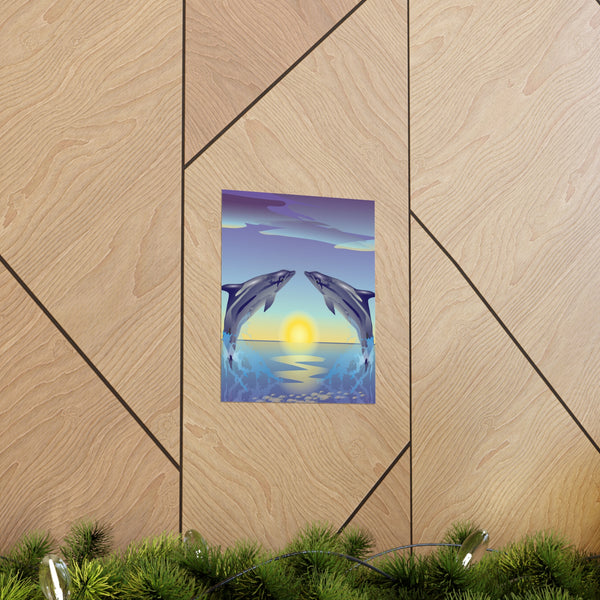 Dolphin Love Premium Matte vertical posters